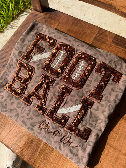 Football Mom Sequins Vintage Leopard Cotton Collective Tee