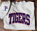 Tigers Sequins Comfort Color Ash Grey w/ Sleeve Mockneck