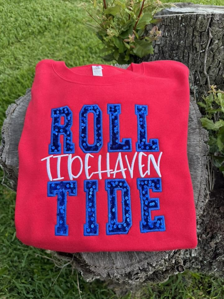 Roll Tide Sequins Independent RED Crewneck
