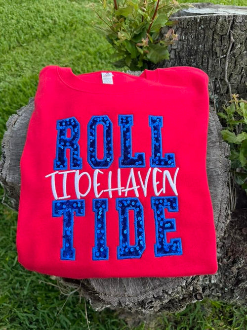 Roll Tide Sequins Independent RED Crewneck