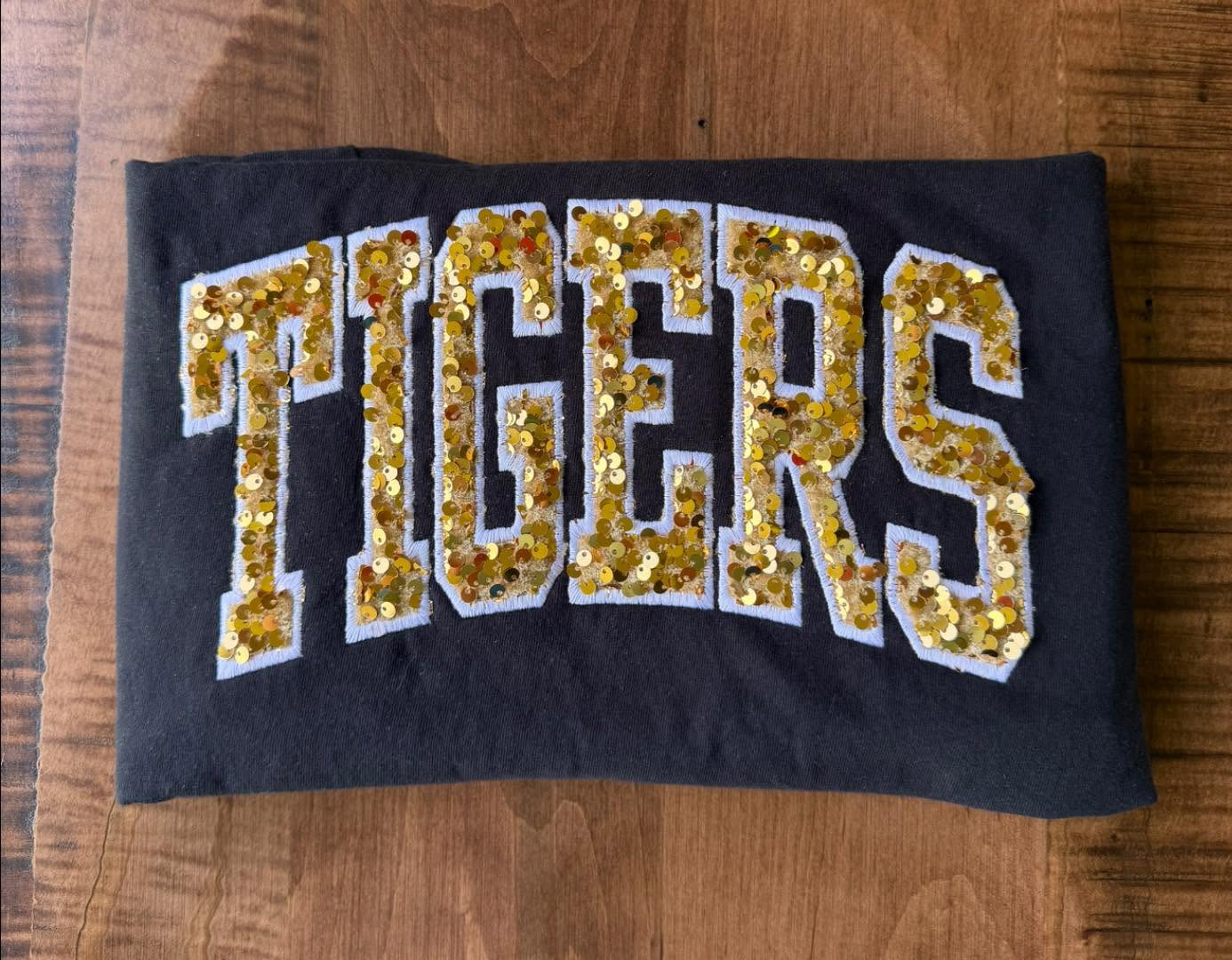 Tigers Sequins Black Comfort Color Tee